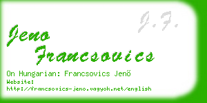 jeno francsovics business card